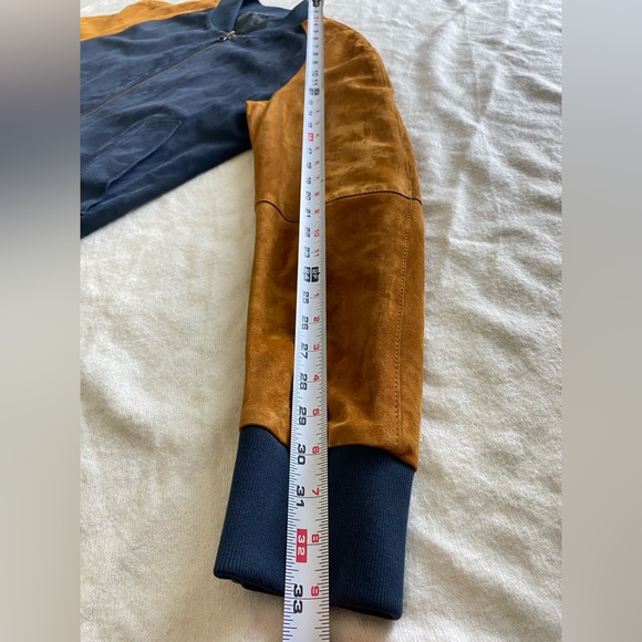 Ami Alexandre Mattiussi Blue And Brown Suede Bomber Jacket Men’s M/L - Picture 4 of 15